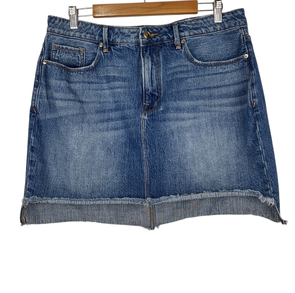 Good American Good Legs Step Hem Denim Mini Skirt